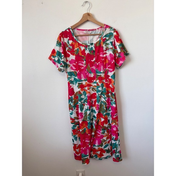NWT Fantaslook Floral Short Sleeve Dress – Multicolor – Size Large - Picture 2 of 4
